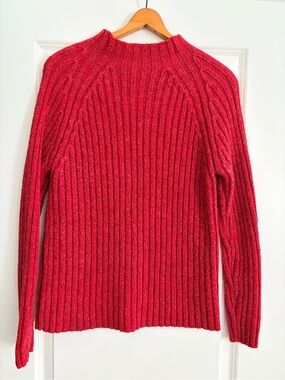 Express Red Ribbed Turtleneck Sweater